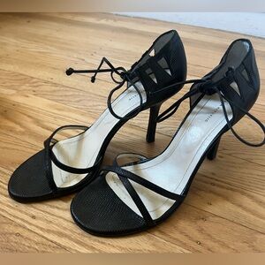 Banana Republic strappy high-heeled sandals with ankle ties black leather Size 9